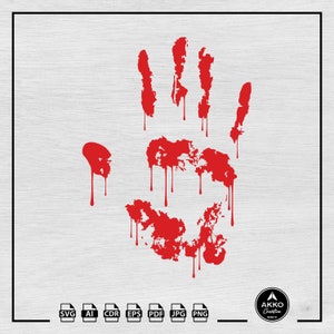Blutiger Handabdruck-Svg-Png, tropfendes Blut Handabdruck-Svg, blutender Handabdruck-Svg, Grunge-Textur, Plotterdatei für Cricut und Silhouette