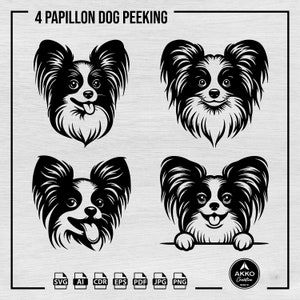 Papillon Dog Peeking Bundle Svg Png, Papillon Smiling Dog Svg, Papillon Mom Svg, Dog Shirt, Dog Lover, Svg Cut File Cricut and Silhouette