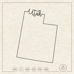 Utah Svg Png, Utah State Svg, Utah Map Svg, Utah Shirt, Utah Hand Lettering, Vector Graphics, Clipart, Svg Cut File for Cricut Silhouette