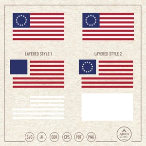 Layered Betsy Ross Flag Svg Png, 1776 Clipart, Cricut Silhouette Cut File