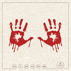 Huella de mano ensangrentada SVG PNG, imágenes prediseñadas de Halloween, archivo de corte para plotter Cricut Silhouette