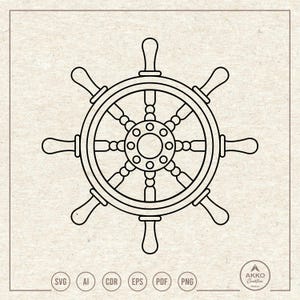 Outline Ship Wheel Svg Png, Rudder Svg, Helm Svg, Boat Wheel Svg, Maritime Svg, Icon, Clipart, Svg Cut File Cricut Silhouette
