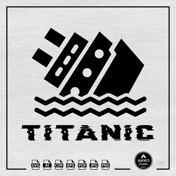 Titanic Svg Png, Cruise Ship Svg, Sinking Ship Svg, Pictogram T-Shirt Design Svg, Funny Shirt Svg, Svg Cut Files for Cricut and Silhouette