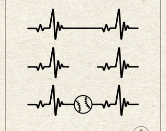 Heartbeat Svg Png, Heart Beat Line, Baseball Shirt, Clipart, Plotter Cut File Cricut Silhouette