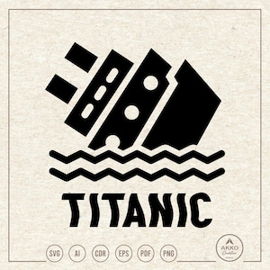 Titanic Svg Png, Clipart de barco hundiéndose, Archivo de corte para trazador de silueta Cricut