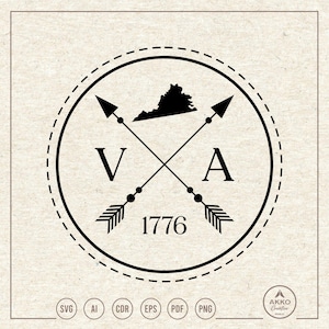 Virginia Svg Png, Virginia 1776 Svg, Virginia State Svg, Virginia Map Svg, Established Year, Clipart, Svg Cut File for Cricut and Silhouette