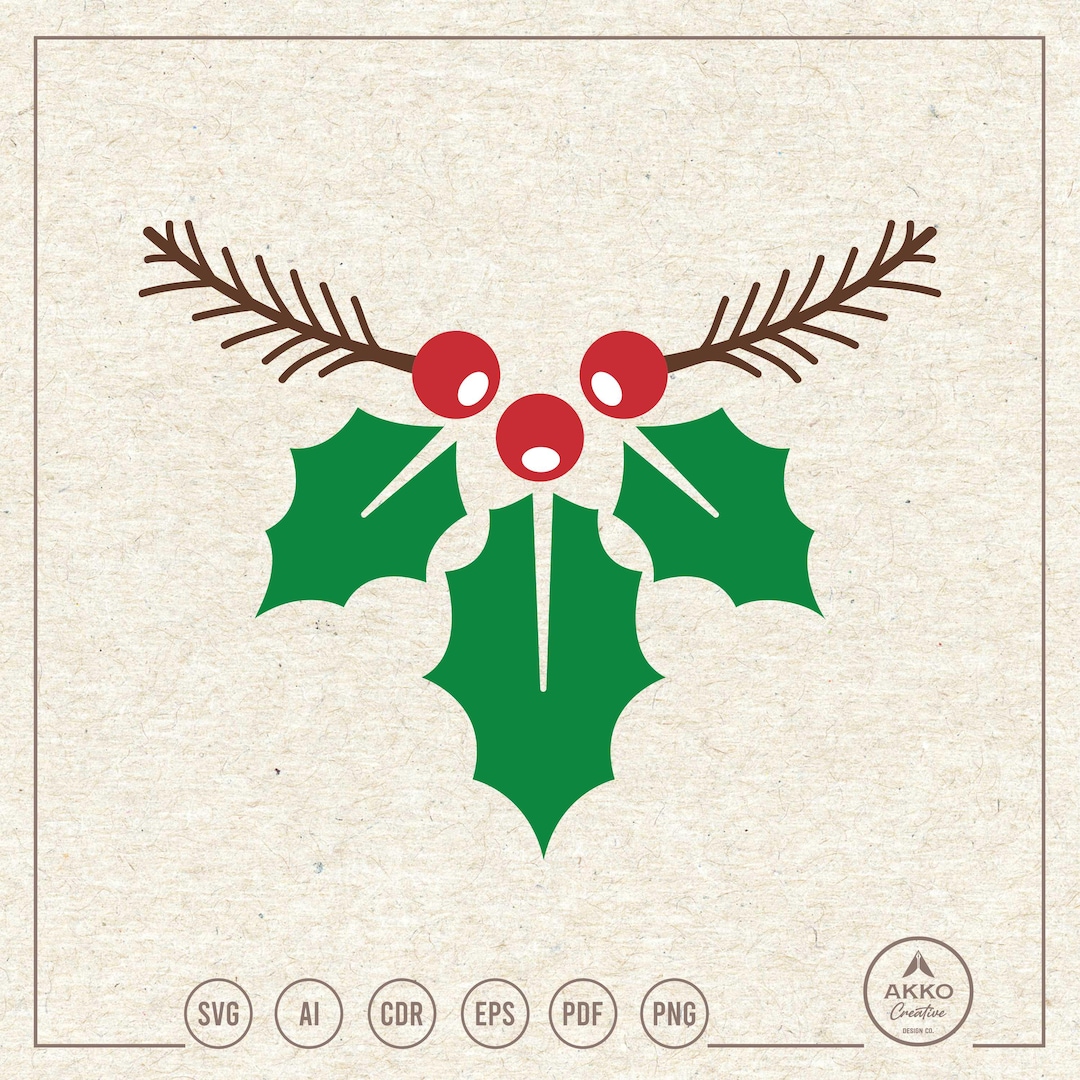 Holly Svg Png, Christmas Flowers, Clipart, Cricut Silhouette Plotter ...