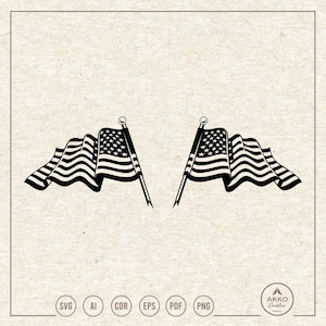 Waving American Flag Svg Png, Vector Clipart, Cricut Silhouette Plotter Cut File