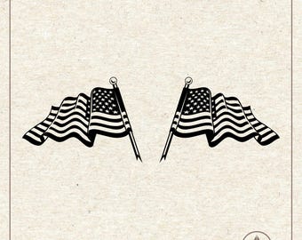 Waving American Flag Svg Png, Patriotic 4th of July Clipart, Cricut Silhouette Cut File