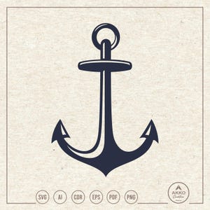 Anchor Svg Png, Navy Nautical Anchor Svg, Anchor Line Svg, Maritime Svg, Boat Anchor Svg, Clipart, Icon, Svg Cut File Cricut Silhouette