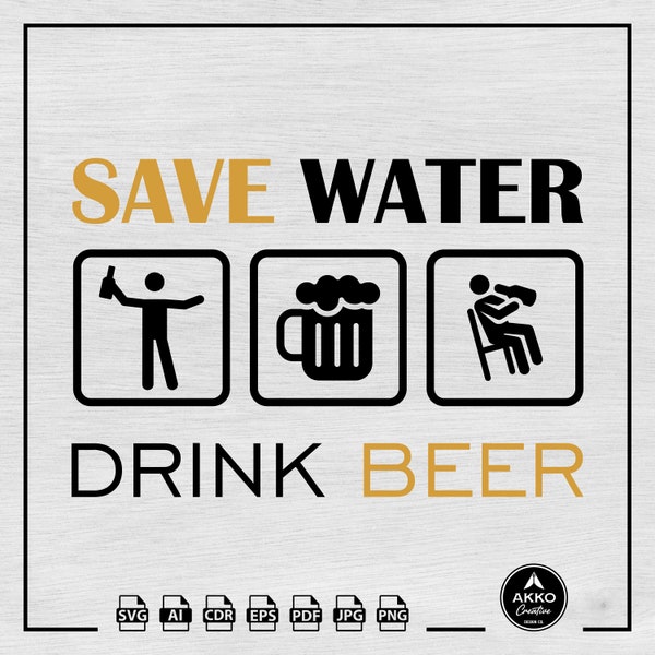 Save Water Drink Beer Svg, Beer Svg, Drinking Svg, Beer O'Clock Svg, Geek Shirt Svg, Svg Cut File for Cricut and Silhouette