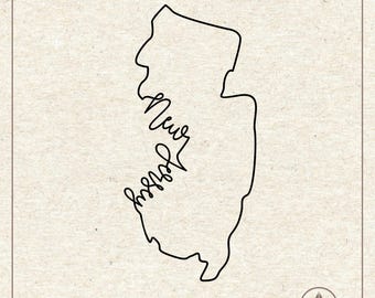 New Jersey State Outline Map Svg Png, Clipart, Cricut Silhouette Cut File