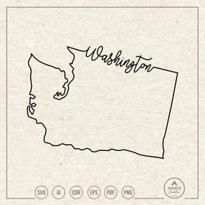 Washington Svg Png, Washington State Svg, Washington Map Svg, Washington Shirt, Washington Hand Lettering, Svg Cut File Cricut Silhouette