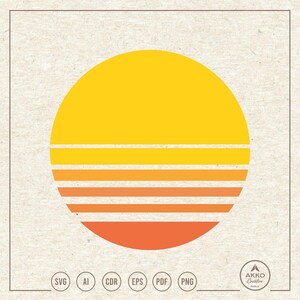Retro Sunset Background Svg, Gradient Colorful, Clipart, Cricut Silhouette Plotter Cut File
