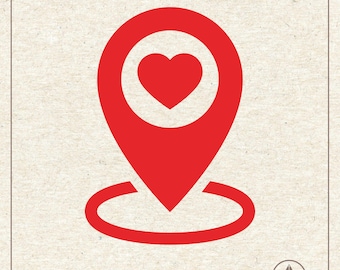 Heart Map Pin Svg Png, Location Pin Svg, Location Point Svg, Point Marker for Map, Love Svg, Clipart, Svg Cut File for Cricut and Silhouette