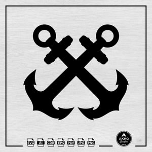 Anchor Svg Png, Double Anchor Svg, Cross Anchor Svg, Anchor Line Svg, Navy Nautical Anchor Svg, Svg Cut File for Cricut & Silhouette