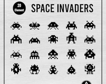 Space Invaders Bundle Svg Png, Game Svg, Gamer Svg, Gaming Svg, Game Over Svg, Video Game Svg, Clipart, Svg Cut File for Cricut Silhouette