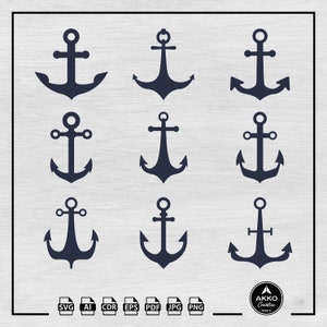 Anchor Svg, Nautical Anchor Svg, Marine Svg, Anchor Line Svg, Maritime Svg, Nautical Svg, Clipart, Svg Cut File for Cricut and Silhouette
