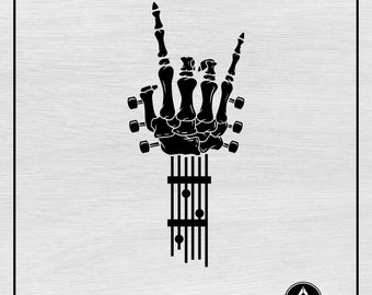 Rock On Bone Hands Svg Png, Guitar Svg, Skeleton Hands Svg, Skeleton Guitar Svg, Rocker Clipart, Svg Cut File for Cricut and Silhouette