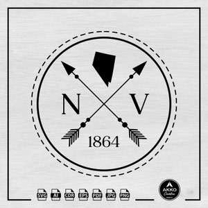 Nevada Zeichen Png, Nevada State Zeichen Form, Nevada Karte Zeichen, Nevada Shirt Zeichen, Nevada gegründet Jahr 1864 Blatt geschnitten Datei für Cricut und Silhouette