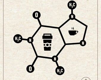 Caffeine Molecule Svg Png, Science Clipart, Cricut Silhouette Plotter Cut File