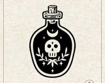 Flacon de potion magique (SVG/PNG), fichier de découpe de fiole de poison, clipart de sorcellerie, Cricut Silhouette