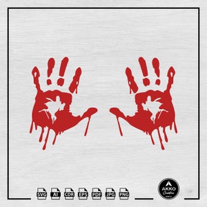 Bloody Handprint Svg Png, Dripping Blood Handprint Svg, Bleeding Handprint Svg, Boody Hands Svg, Clipart, Svg Cut File for Cricut Silhouette