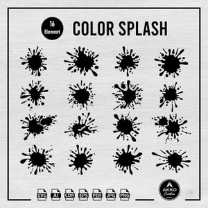 Paint Splatter Svg Png, Color Splash Svg, Ink Splatter Svg, Blood Splash Svg, Paint Streak Blob, Clipart, Svg Cut File for Cricut Silhouette
