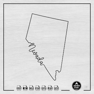 Nevada Svg Png, overzicht Nevada kaart Svg Png, Nevada State Svg Png, Nevada Hand belettering Svg Png, Svg-cut-bestand voor Cricut en silhouet