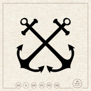 Anchor Svg Png, Cross Anchor Svg, Anchor Line Svg, Navy Nautical Anchor Svg, Maritime Svg, Clipart, Icon, Svg Cut File Cricut Silhouette