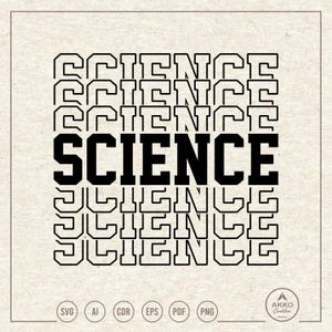 Ciência Svg Png, Ciência Layered Letters Svg, Letras Empilhadas, Cientista Svg, Stem Svg, Clipart, Arquivo de Corte Svg para Cricut e Silhouette
