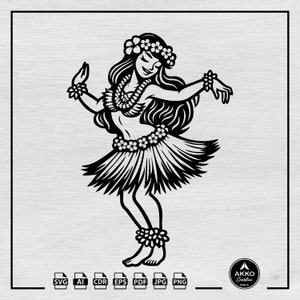 Hula Girl Svg Png, Hawaiian Girl Svg, Hula Dancer Girl Svg, Hawaiian Svg, Luau Svg, Aloha Svg, Clipart, Svg Cut File for Cricut Silhouette