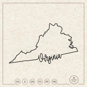 Virginia Svg Png, Virginia State Svg, Virginia Map Svg, Virginia Shirt, Virginia Hand Lettering, Clipart, Svg Cut File Cricut Silhouette