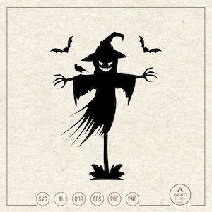 Scarecrow Svg Png, Halloween Clipart, Cricut Silhouette Plotter Cut File