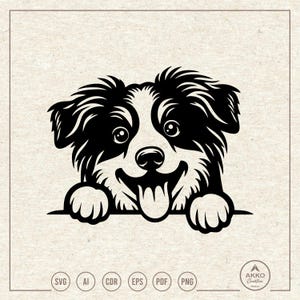 Miniature American Shepherd Peeking Dog Svg Png, Clipart, Plotter Cut File Cricut Silhouette