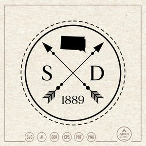 South Dakota Svg Png, South Dakota 1889 Svg, South Dakota State, South Dakota Map, Established Year, Clipart, Svg Cut File Cricut Silhouette