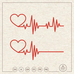 Heartbeat Love Svg Png, Heart Clipart, Cricut Silhouette Plotter Cut File