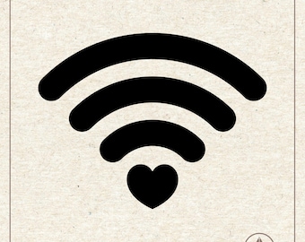 WiFi met hart Svg Png, technologie Clipart, Cricut Silhouette Plotter Cut-bestand
