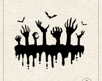 Zombie Hands Svg Png, Halloween Clipart, Cricut Silhouette Plotter Cut File