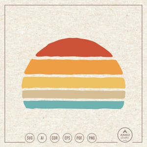 Distressed Retro Sunset Background Svg Png, Vector Clipart, Cricut Silhouette Cut File