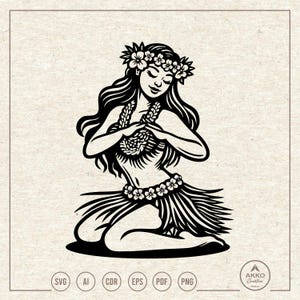 Hula Girl Svg Png, Hawaiian Dancer Clipart, Cricut Silhouette Plotter Cut File