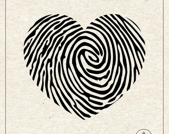 Fingerprint Heart Svg Png, True Crime Svg, Thumbprint Svg, Dactylogram Svg, Fingerprint Heart Icon, Clipart, Svg Cut File Cricut Silhouette