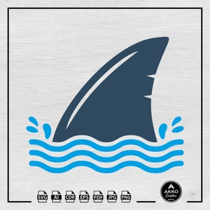 Shark Fin Svg Png, Shark Fin in Sea Wave Svg, Sea Waves Svg, Shark Shirt Svg, Shark Fin Clipart, Vector, Svg Cut File for Cricut Silhouette