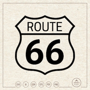 Route 66 Sign Svg Png, Clipart, Cricut Silhouette Cut File