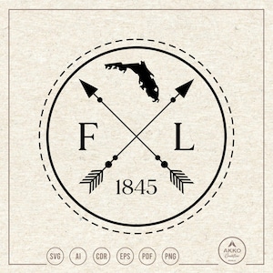 Florida Svg Png, Florida 1845 Svg, Florida Map Svg, Florida Shirt, Established Year, Clipart, Cut File Cricut Silhouette