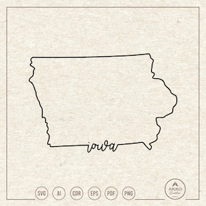 Iowa Svg Png, Iowa State Svg, Iowa Shirt, Iowa Map Svg, Iowa Hand Lettering, Iowa Print, Clipart, Svg Cut File for Cricut and Silhouette