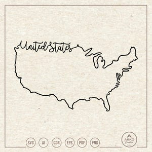 United States Svg Png, United States Map Svg, US Map Svg, United States Shirt, United States Hand Lettering, Svg Cut File Cricut Silhouette