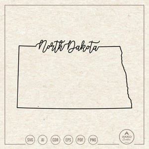 North Dakota State Outline Map Svg Png, Clipart, Cricut Silhouette Cut File