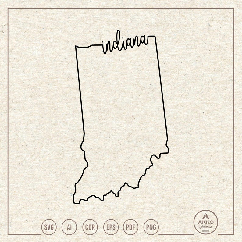 Indiana State Outline Map Svg Png, Clipart, Cricut Silhouette Plotter ...