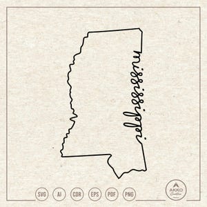 Mississippi Svg Png, Mississippi State Svg, Mississippi Map Svg, Mississippi Shirt, Hand Lettering, Clipart, Svg Cut File Cricut Silhouette